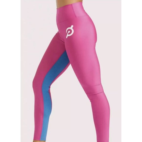 NWT Peloton Show Up Rib Leggings Womens Size Small Pink & Blue $98 - Picture 1 of 9
